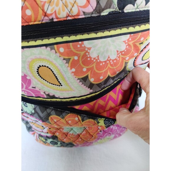 Vera Bradley Ziggy Zinnia Large School Backpack Pink Orange Floral Colorful Fade - Picture 12 of 15